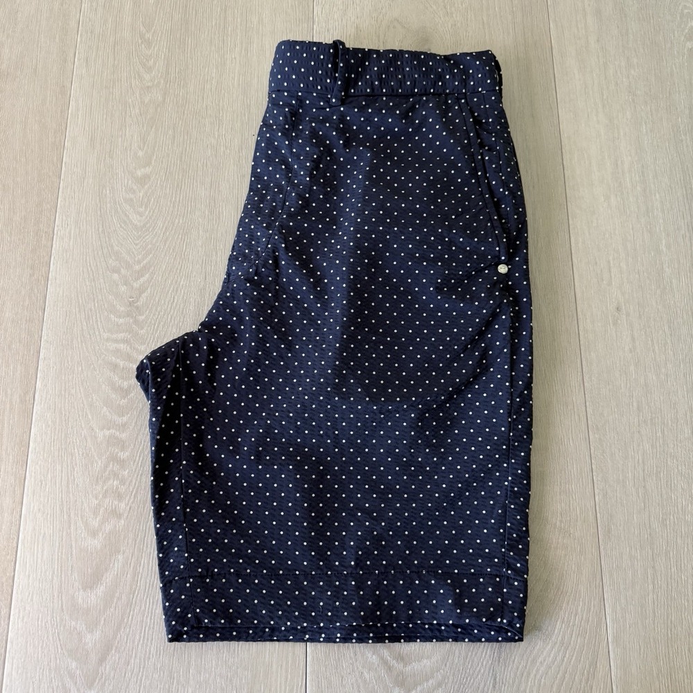 RLX Ralph Lauren Golf Shorts Mens 30 Navy Blue Polka Dots Tailored Fit Stretch